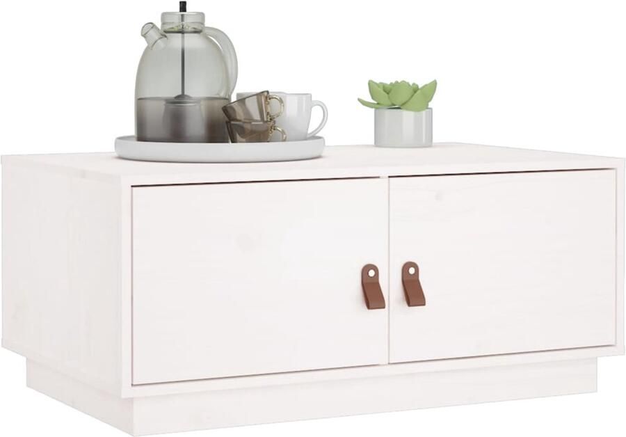 FIONERA Salontafel 80x50x35 cm massief grenenhout wit