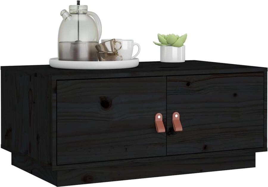 FIONERA Salontafel 80x50x35 cm massief grenenhout zwart