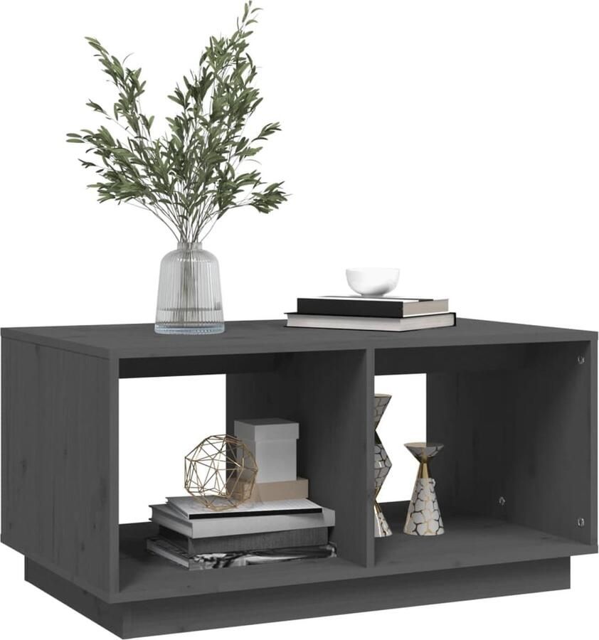 FIONERA Salontafel 80x50x40 cm massief grenenhout grijs