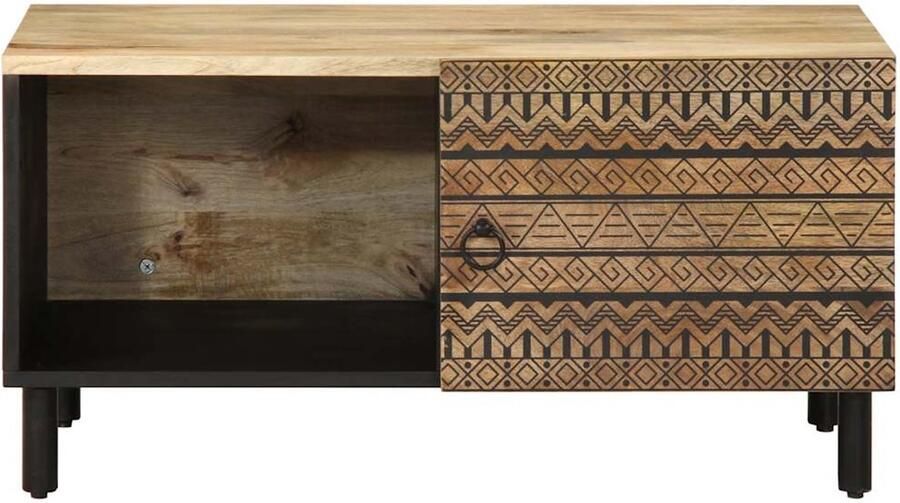 FIONERA Salontafel 80x50x40 cm massief ruw mangohout zwart