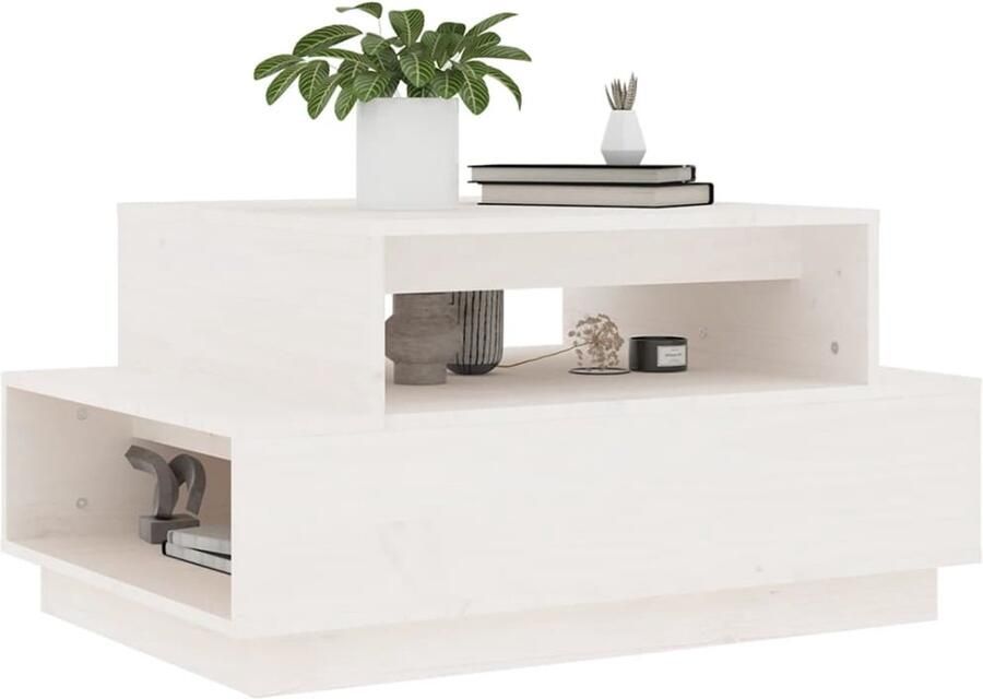 FIONERA Salontafel 80x55x40 5 cm massief grenenhout wit