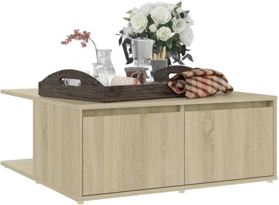 FIONERA Salontafel 80x80x31 cm bewerkt hout sonoma eikenkleurig