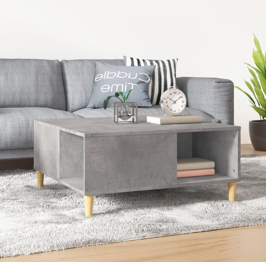 FIONERA Salontafel 80x80x36 5 cm bewerkt hout betongrijs