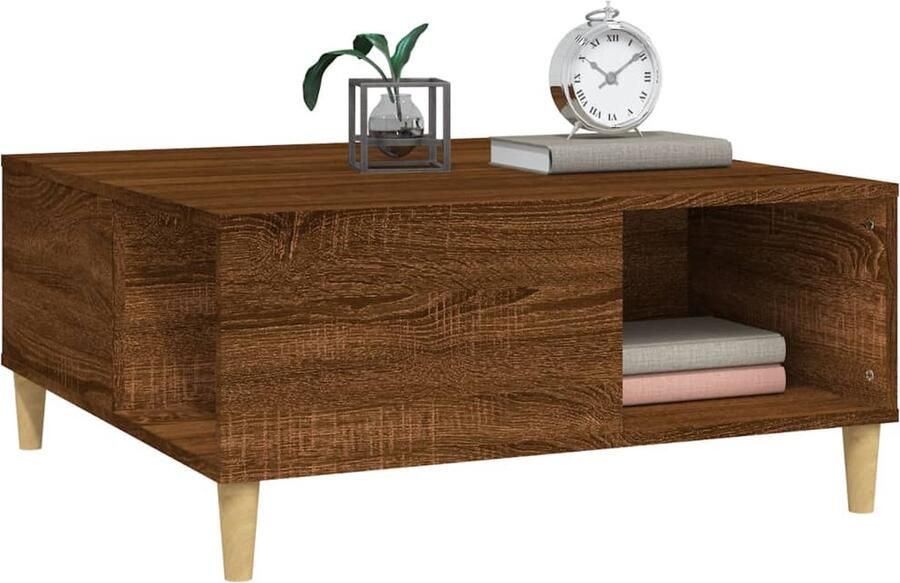 FIONERA Salontafel 80x80x36 5 cm bewerkt hout bruin eikenkleur