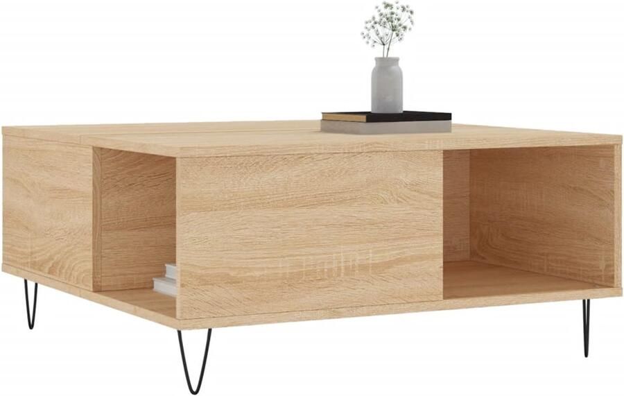 FIONERA Salontafel 80x80x36 5 cm bewerkt hout sonoma eikenkleurig