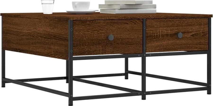 FIONERA Salontafel 80x80x40 cm bewerkt hout bruin eikenkleur