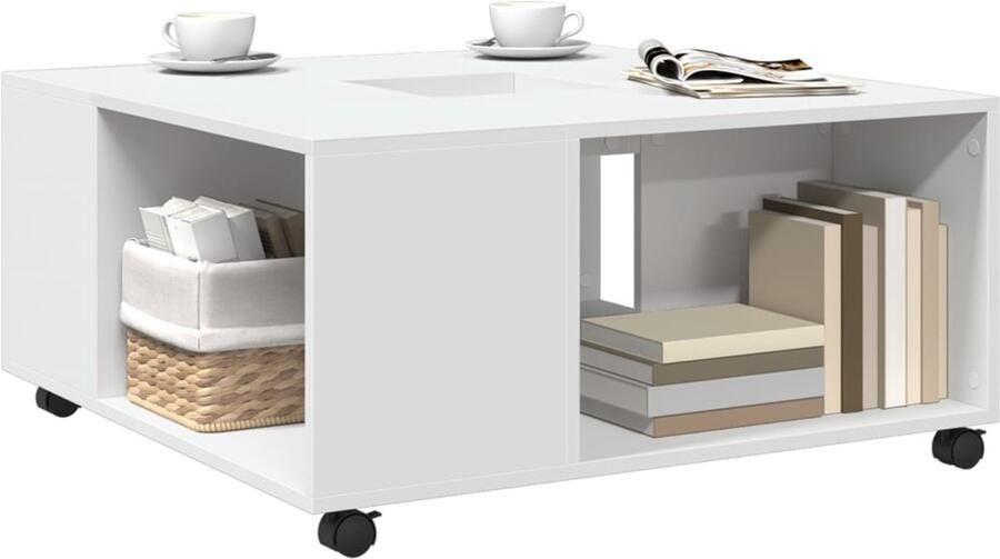 FIONERA Salontafel 80x80x40 cm bewerkt hout wit