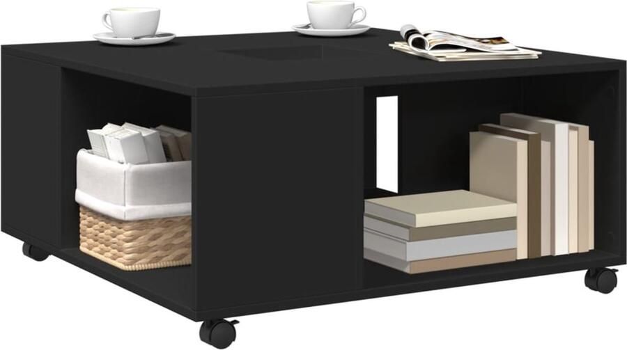 FIONERA Salontafel 80x80x40 cm bewerkt hout zwart