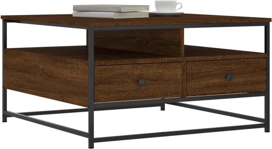 FIONERA Salontafel 80x80x45 cm bewerkt hout bruin eikenkleur