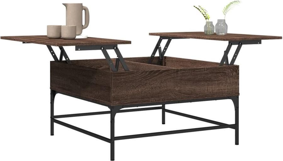 FIONERA Salontafel 80x80x45 cm bewerkt hout en metaal bruin eikenkleur