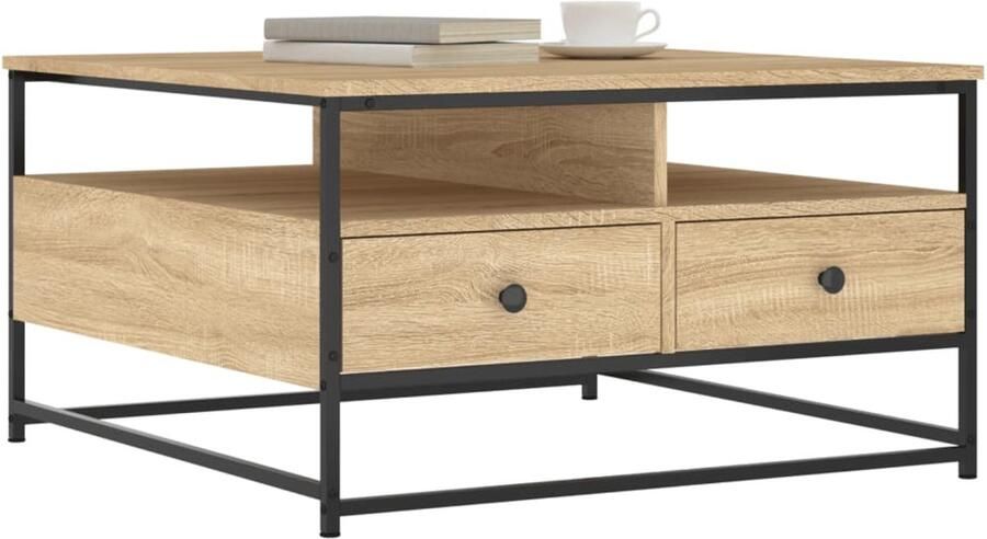 FIONERA Salontafel 80x80x45 cm bewerkt hout sonoma eikenkleurig