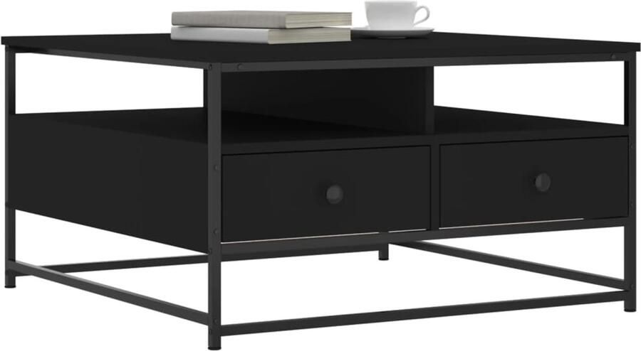 FIONERA Salontafel 80x80x45 cm bewerkt hout zwart