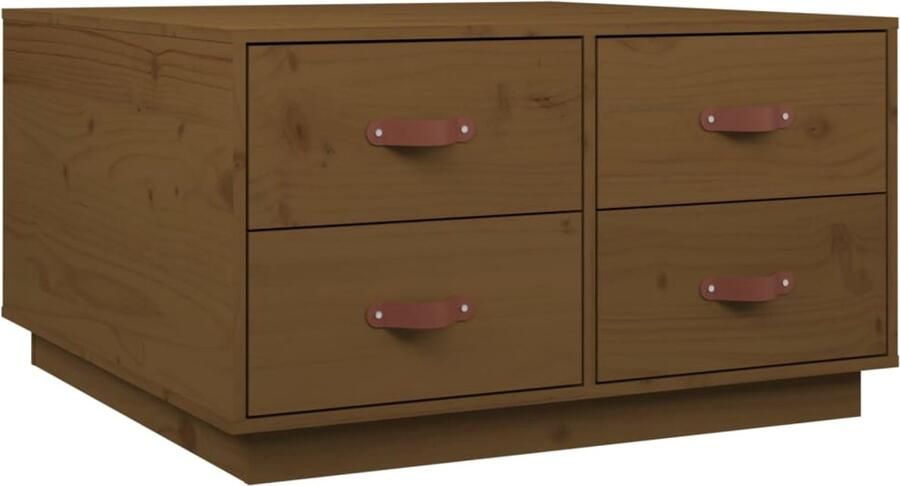 FIONERA Salontafel 80x80x45 cm massief grenenhout honingbruin