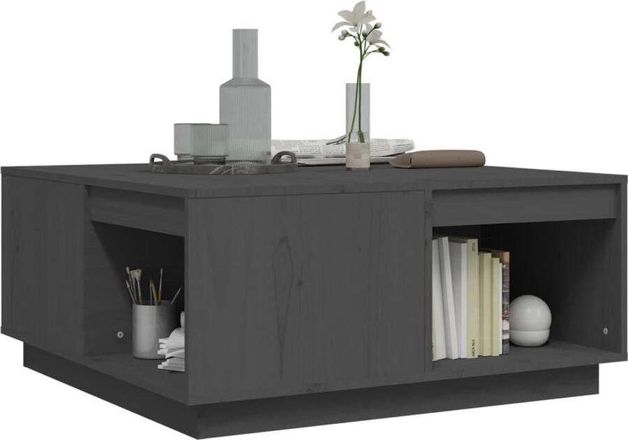 FIONERA Salontafel 80x81x36 5 cm massief grenenhout grijs