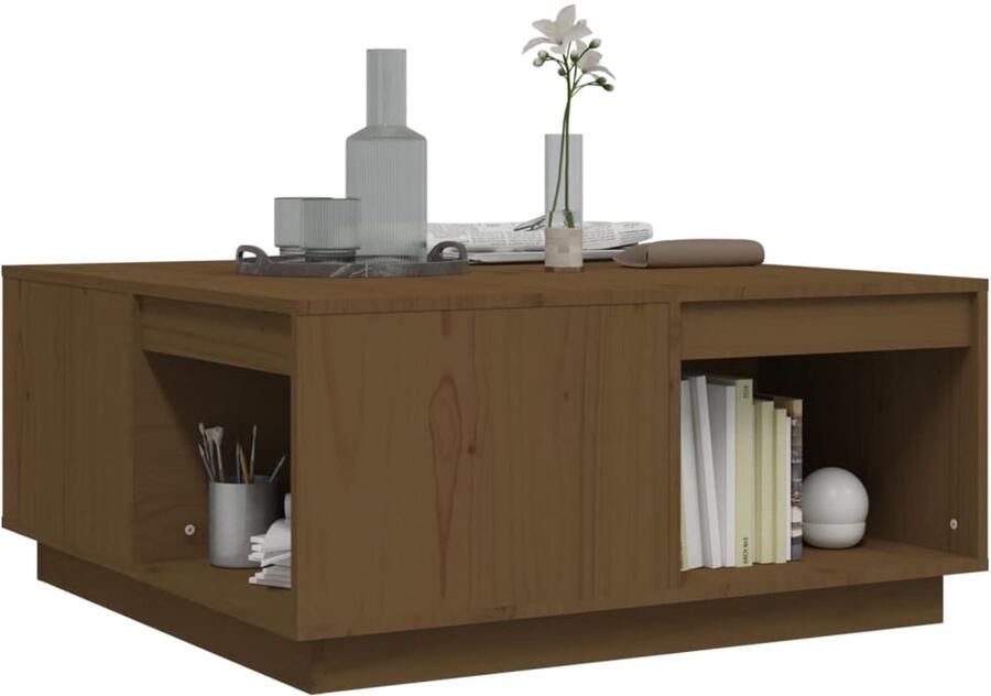 FIONERA Salontafel 80x81x36 5 cm massief grenenhout honingbruin