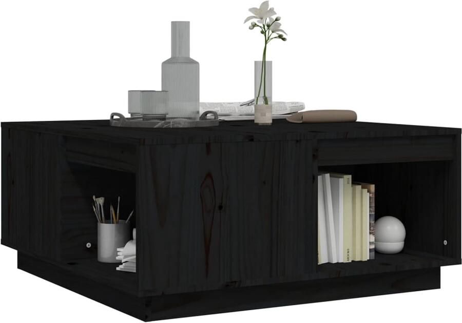 FIONERA Salontafel 80x81x36 5 cm massief grenenhout zwart