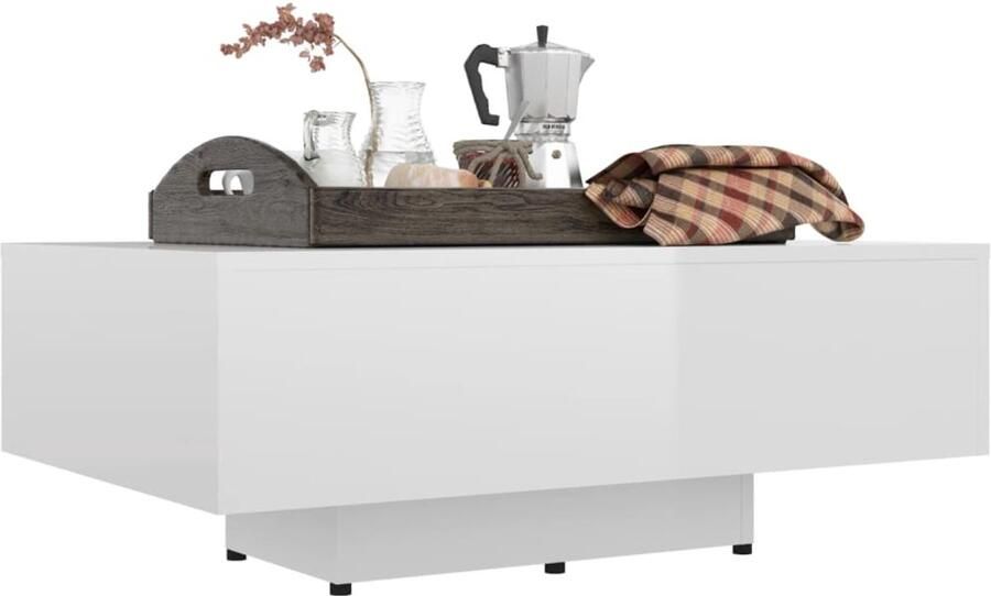 FIONERA Salontafel 85x55x31 cm bewerkt hout hoogglans wit