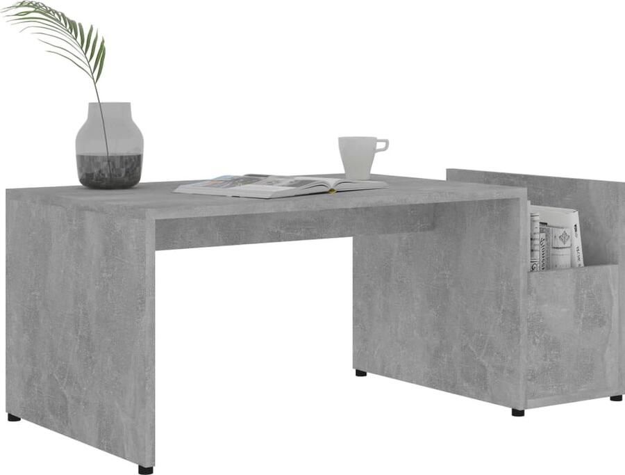 FIONERA Salontafel 90x45x35 cm bewerkt hout betongrijs