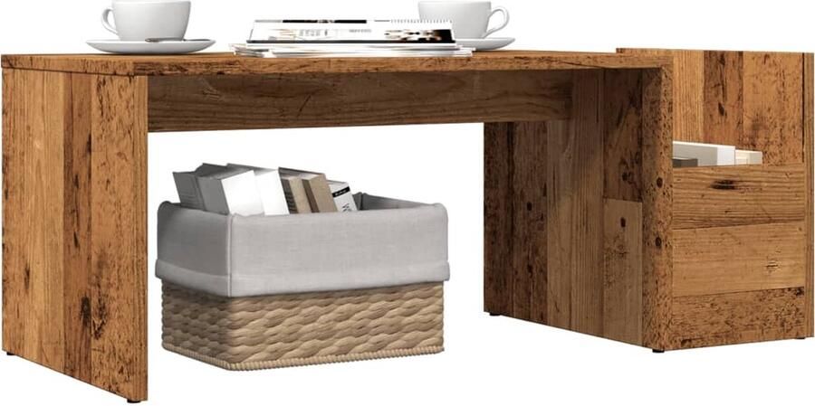 FIONERA Salontafel 90x45x35 cm bewerkt hout oud houtkleurig