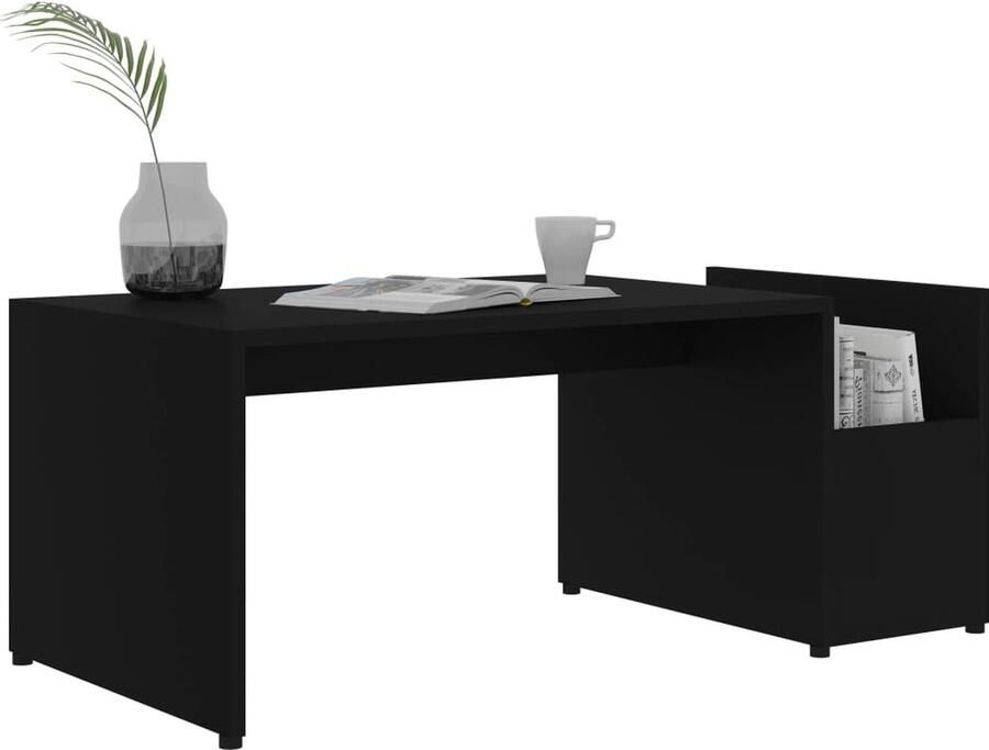 FIONERA Salontafel 90x45x35 cm bewerkt hout zwart