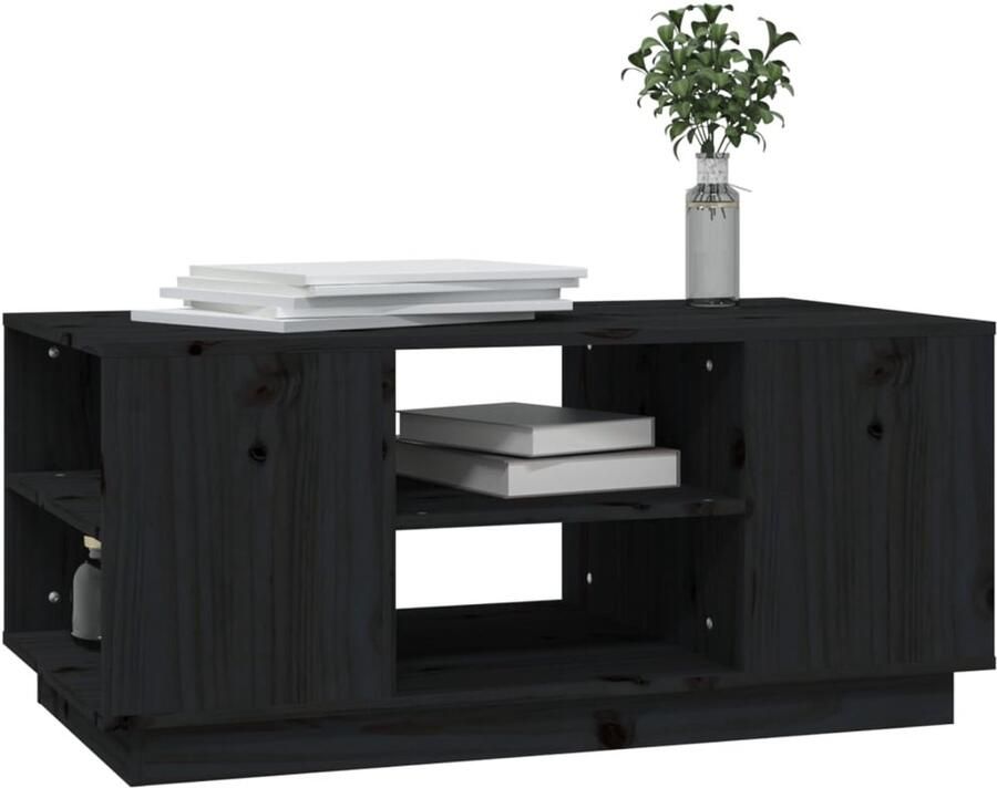 FIONERA Salontafel 90x49x40 5 cm massief grenenhout zwart