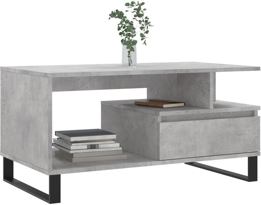 FIONERA Salontafel 90x49x45 cm bewerkt hout betongrijs