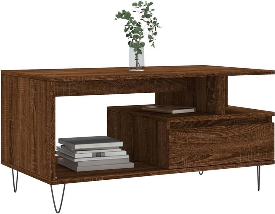 FIONERA Salontafel 90x49x45 cm bewerkt hout bruineiken