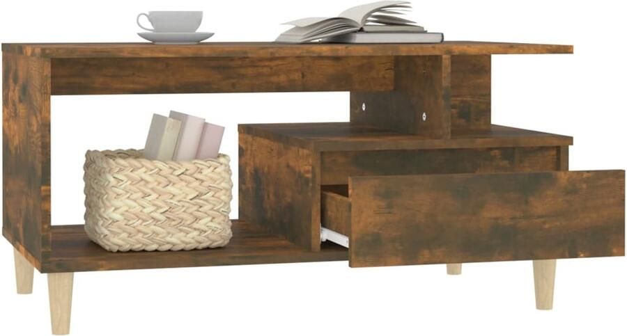 FIONERA Salontafel 90x49x45 cm bewerkt hout gerookt eikenkleurig