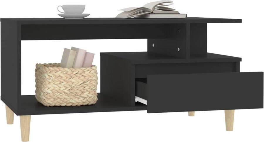 FIONERA Salontafel 90x49x45 cm bewerkt hout zwart