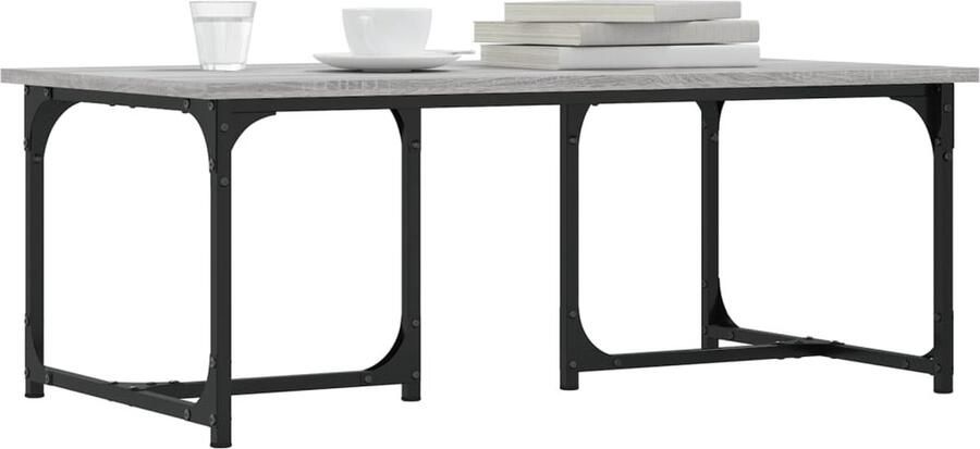 FIONERA Salontafel 90x50x35 cm bewerkt hout grijs sonoma eikenkleurig