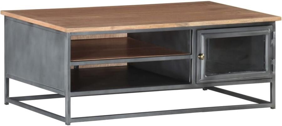 FIONERA Salontafel 90x50x35 cm massief acaciahout grijs