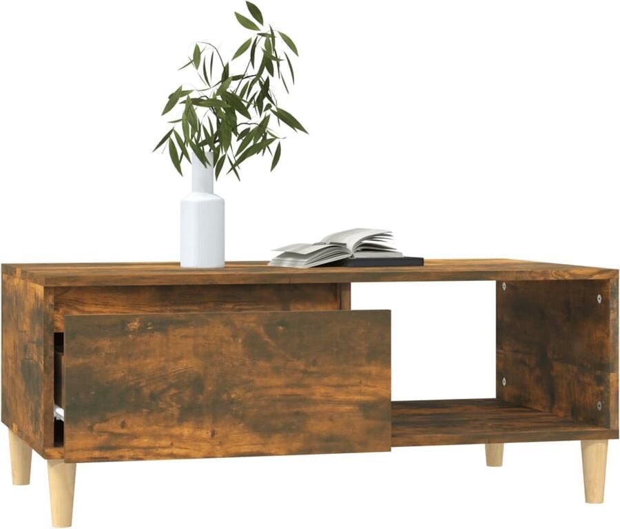 FIONERA Salontafel 90x50x36 5 cm bewerkt hout gerookt eikenkleurig