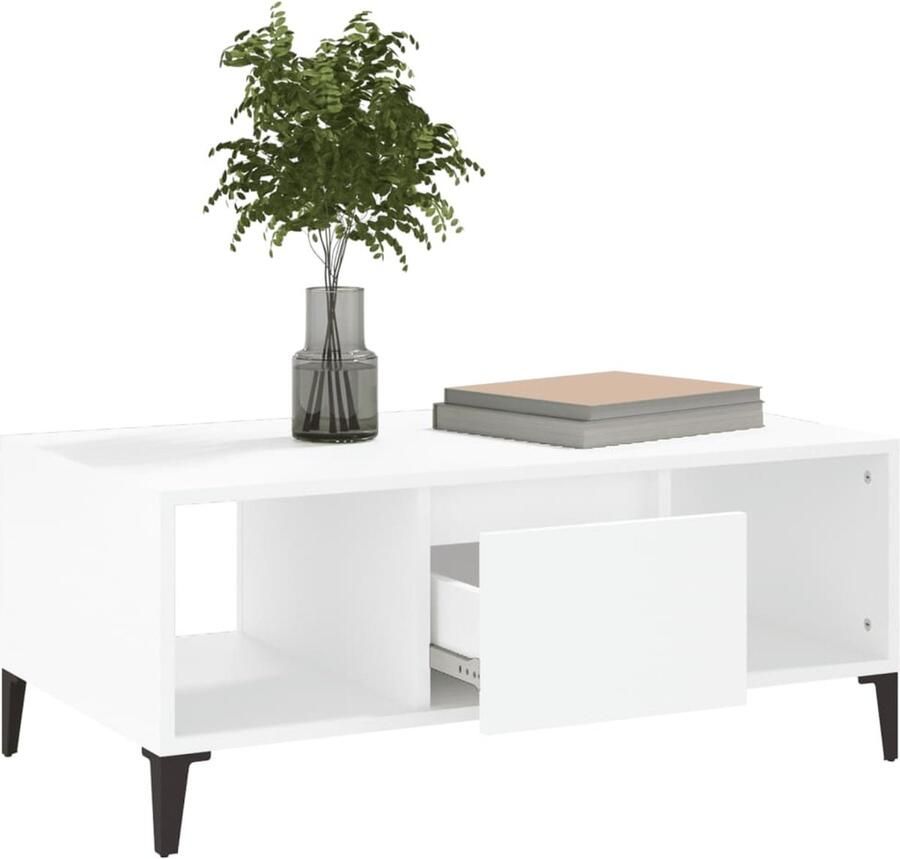 FIONERA Salontafel 90x50x36 5 cm bewerkt hout wit