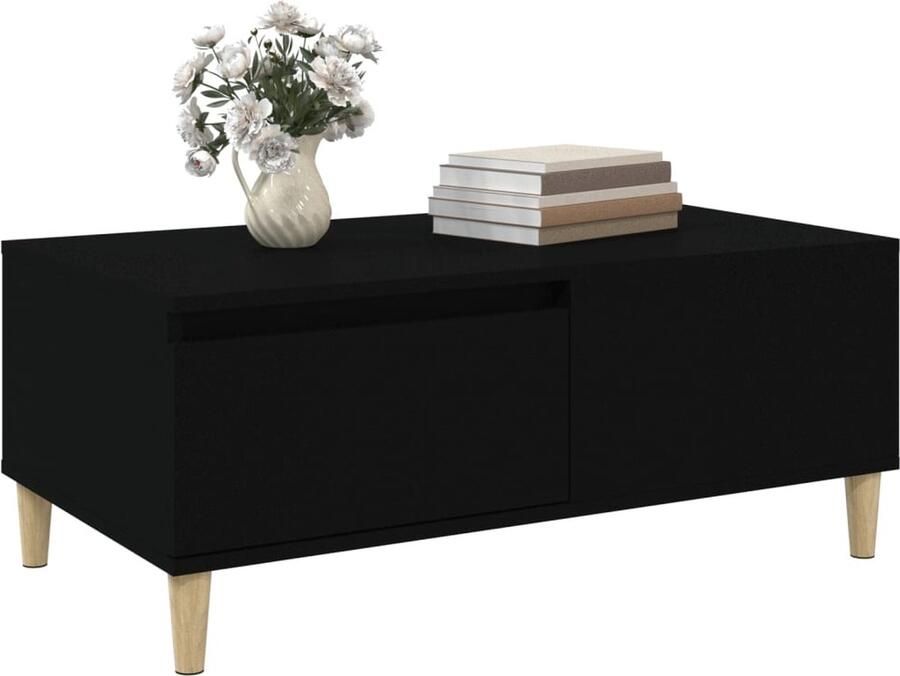 FIONERA Salontafel 90x50x36 5 cm bewerkt hout zwart