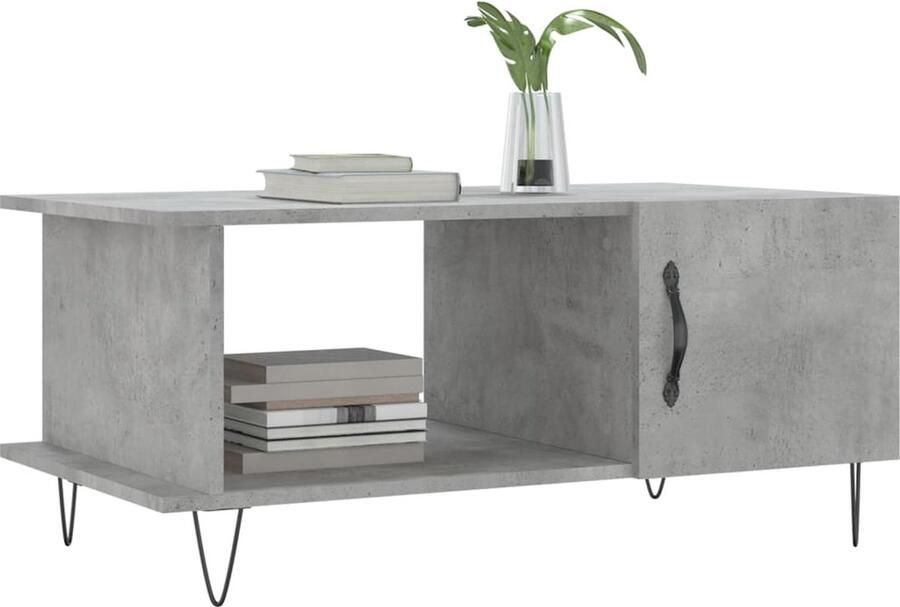 FIONERA Salontafel 90x50x40 cm bewerkt hout betongrijs