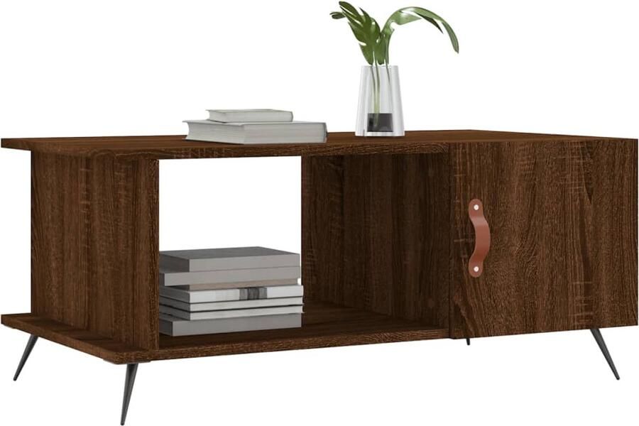FIONERA Salontafel 90x50x40 cm bewerkt hout bruin eikenkleur