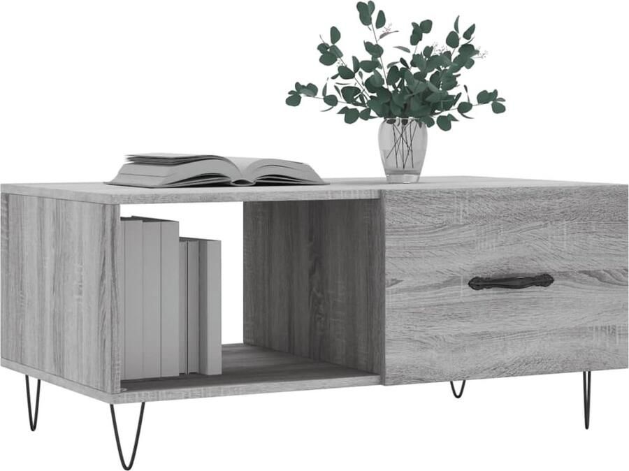 FIONERA Salontafel 90x50x40 cm bewerkt hout grijs sonoma eikenkleurig
