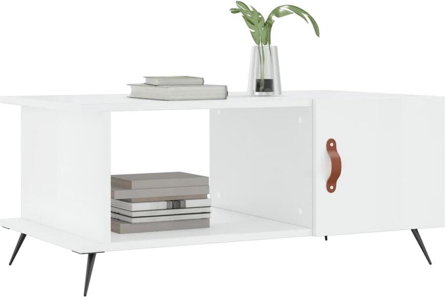 FIONERA Salontafel 90x50x40 cm bewerkt hout hoogglans wit