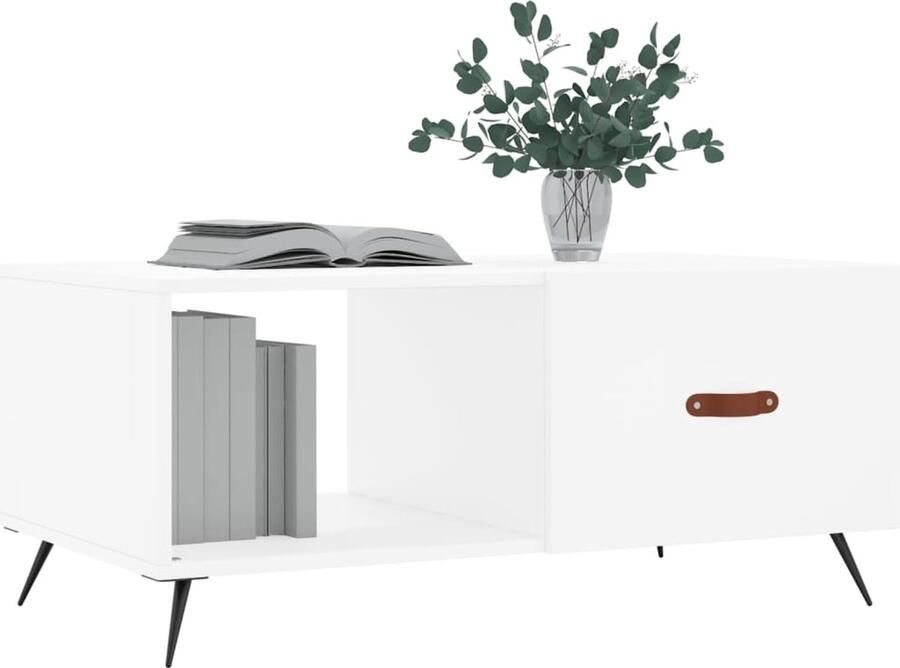 FIONERA Salontafel 90x50x40 cm bewerkt hout wit