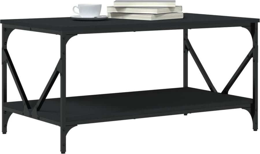 FIONERA Salontafel 90x50x45 cm bewerkt hout zwart