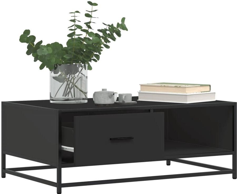 FIONERA Salontafel 90x57x35 cm bewerkt hout en metaal zwart