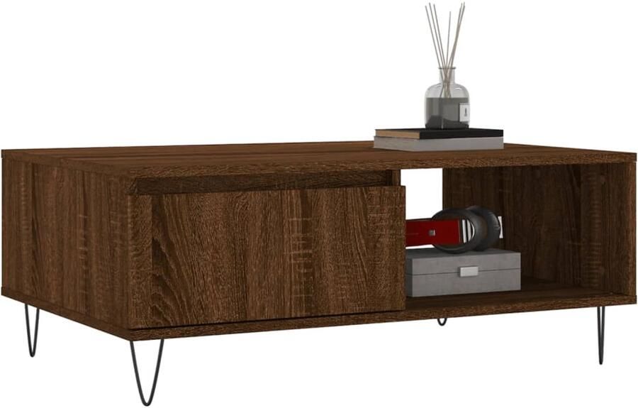 FIONERA Salontafel 90x60x35 cm bewerkt hout bruin eikenkleur