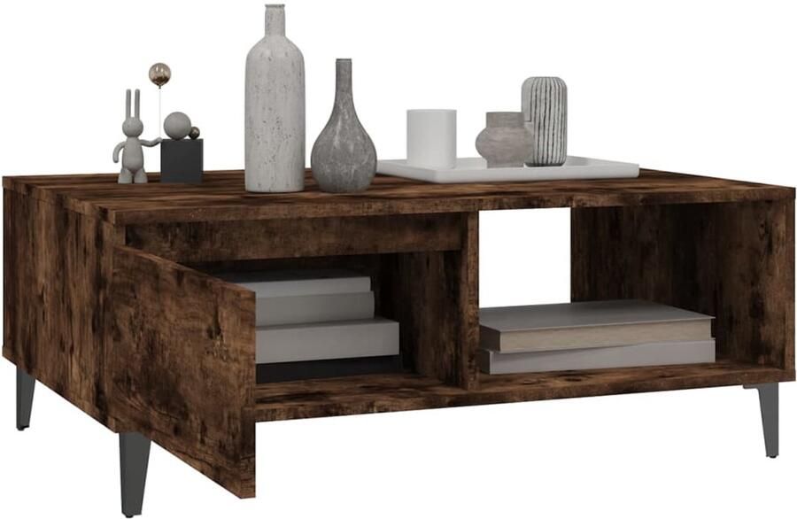 FIONERA Salontafel 90x60x35 cm bewerkt hout gerookt eikenkleurig