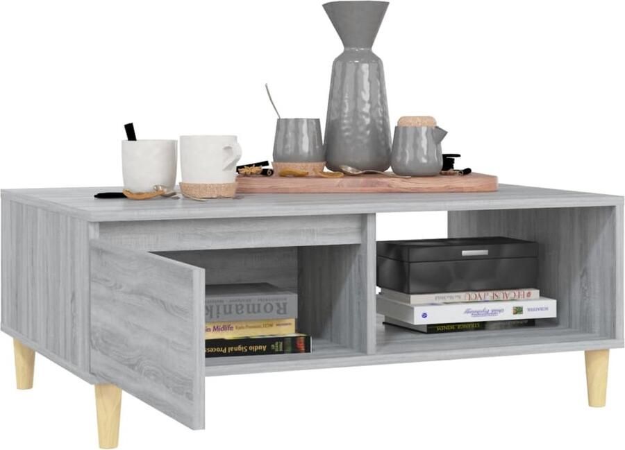FIONERA Salontafel 90x60x35 cm bewerkt hout grijs sonoma eikenkleurig