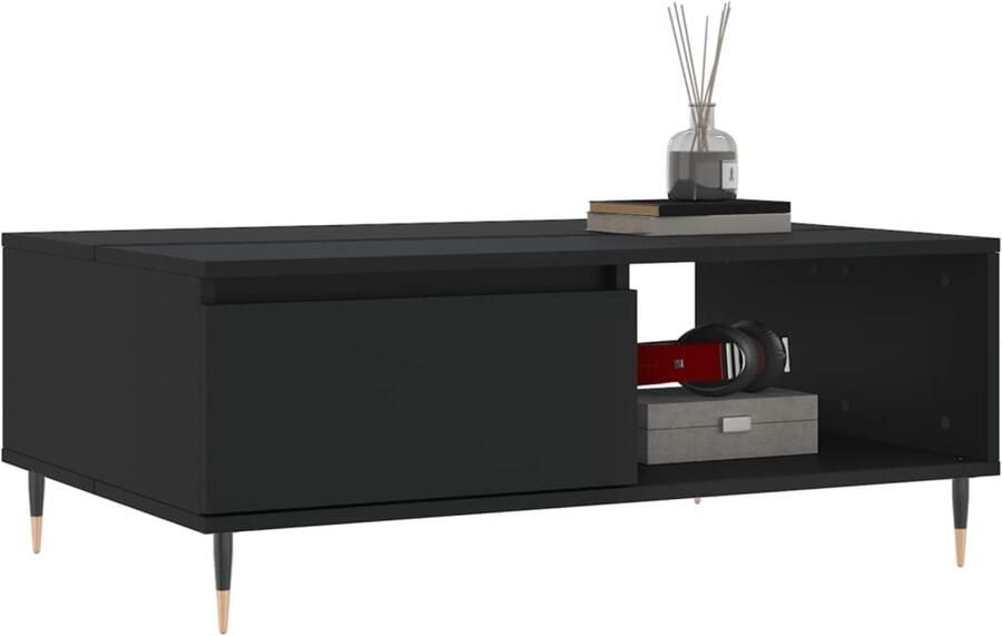 FIONERA Salontafel 90x60x35 cm bewerkt hout zwart