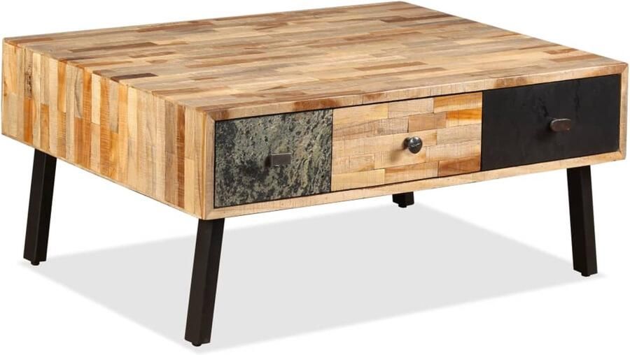 FIONERA Salontafel 90x65x40 cm massief gerecycled teakhout