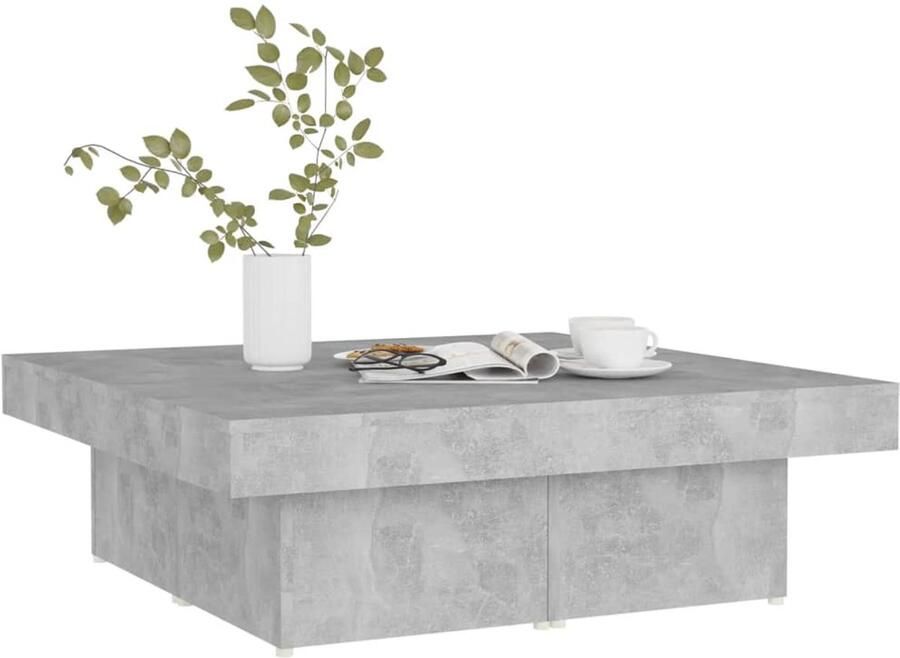 FIONERA Salontafel 90x90x28 cm bewerkt hout betongrijs