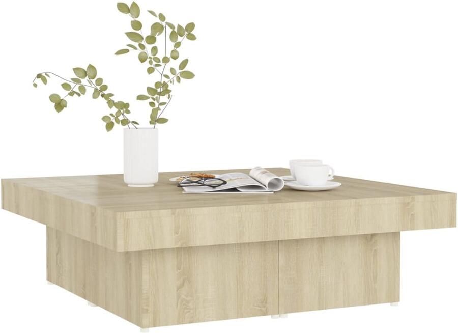FIONERA Salontafel 90x90x28 cm bewerkt hout sonoma eikenkleurig