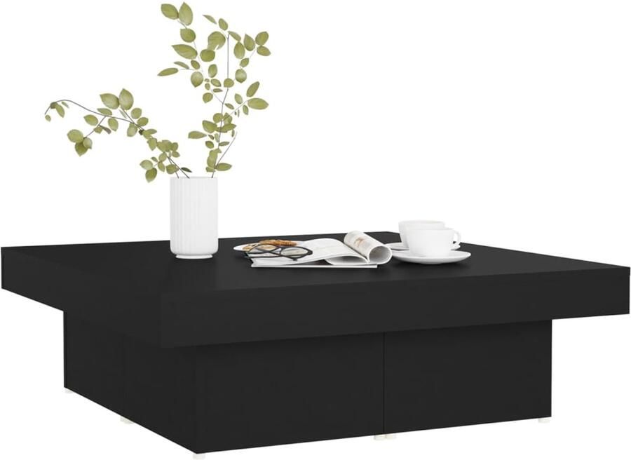 FIONERA Salontafel 90x90x28 cm bewerkt hout zwart