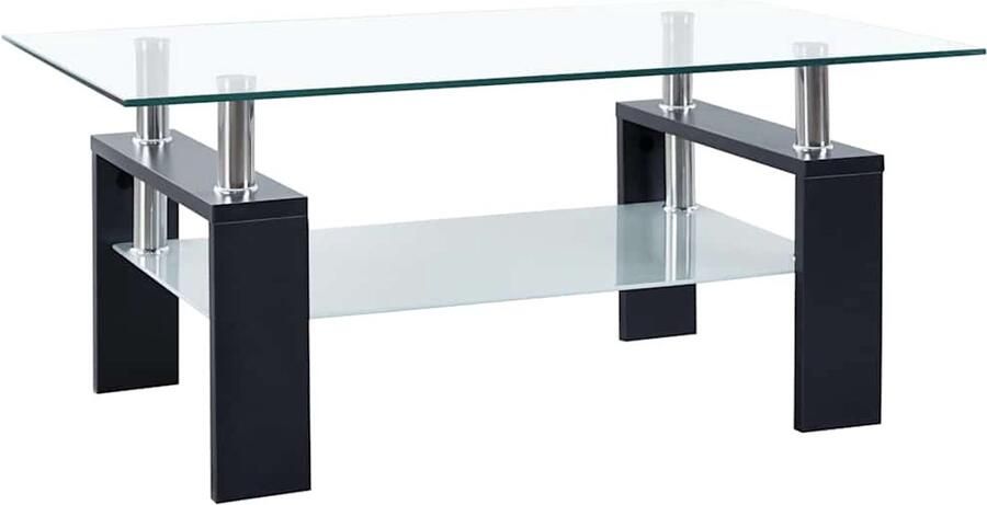 FIONERA Salontafel 95x55x40 cm gehard glas transparant en zwart